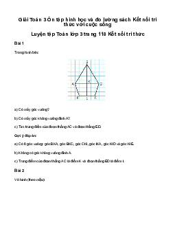 Giải Toán 3 Bài 43: Ôn tập hình học và đo lường | Kết nối tri thức