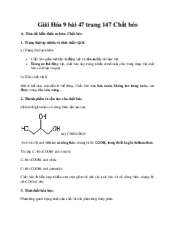 Giải Hóa 9 bài 47: Chất béo