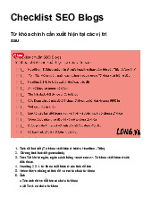 Checklist chuẩn SEO Blogs