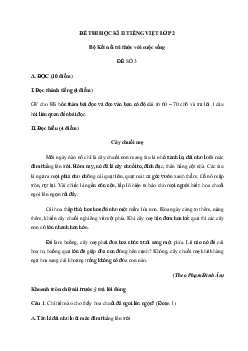 Đề thi học kì 2 lớp 2 môn Tiếng Việt theo Thông tư 27 - Đề 3 | Kết nối tri thức