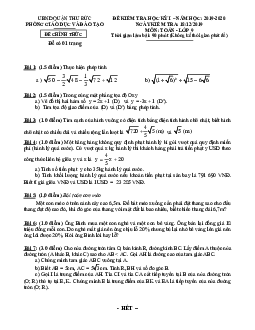 Đề thi HK1 Toán 9 năm 2019 – 2020 phòng GD&ĐT Thủ Đức – TP HCM