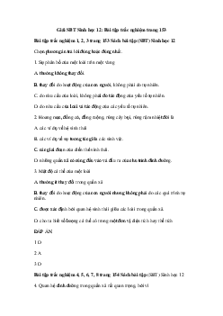 Giải SBT Sinh học 12: Bài tập trắc nghiệm trang 153