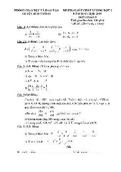 Đề KSCL Toán 8 đợt 2 năm 2018 – 2019 phòng GD&ĐT Kim Thành – Hải Dương