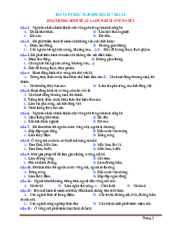 Trắc nghiệm Địa 7 Bài 24: Hoạt động kinh tế của con người ở vùng núi (có đáp án)