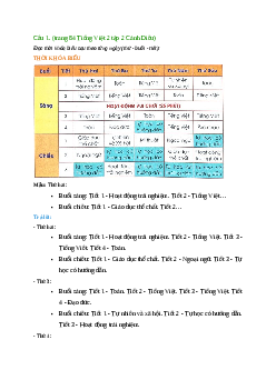 Giải SGK môn Tiếng việt 2 - Bài 10:  Nói và nghe: Thời khóa biểu (3)| Cánh Diều