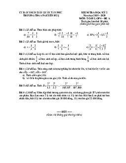 Đề thi học kì 2 Toán 6 năm 2019 – 2020 trường THCS Nguyễn Huệ – TP HCM