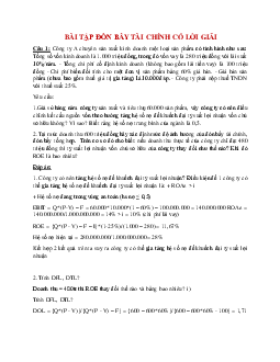 Bài tập Chương 8: Đòn bẩy tài chính doanh nghiệp (có lời giải)