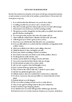 KEY-WORD TRANSFORMATION WITH KEY (30 QUESTIONS)