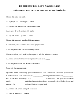 Đề thi tiếng Anh lớp 5 học kì 2 i-Learn Smart Start số 4