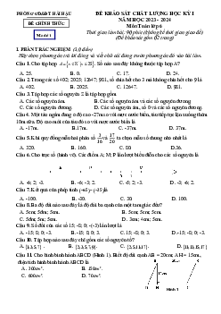 Đề học kỳ 1 Toán 6 năm 2023 – 2024 phòng GD&ĐT Hải Hậu – Nam Định