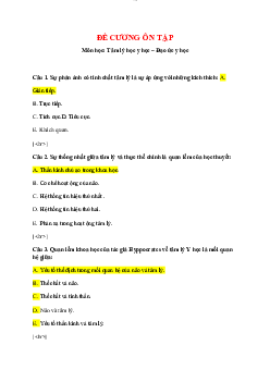 Đề cương ôn tập môn Tâm lý học Y học có đáp án  | Trường Đại học Kỹ thuật Y - Dược Đà Nẵng