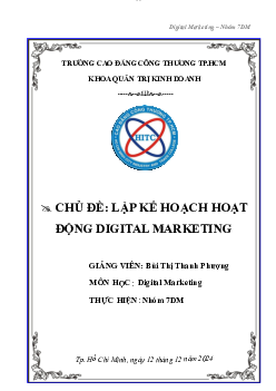 Lập kế hoạch hoạt động Digital marketing | Báo cáo chủ đề khoa Quản trị kinh doanh