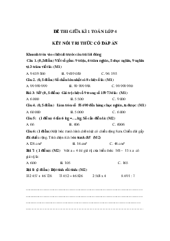 Đề ôn thi giữa kì 1 Toán lớp 4 Kết nối tri thức - Đề số 5