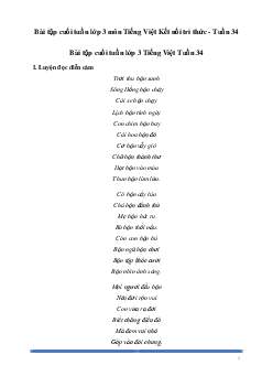 Bài tập cuối tuần lớp 3 môn Tiếng Việt Kết nối tri thức - Tuần 34