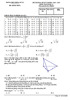 Đề thi học kỳ 2 Toán 11 năm 2018 – 2019 trường Thống Nhất A – Đồng Nai