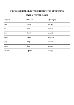 Từ vựng Unit 6 lớp 2 On the farm | Tiếng Anh 2 Global Success