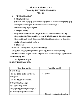 Giáo án Toán lớp 4 Tuần 26 | Cánh diều
