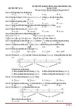 Đề ôn thi TN THPT môn Toán 2021 chuẩn cấu trúc đề minh họa -Đề 13 (có lời giải chi tiết và đáp án)