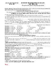 Đề Thi Thử Tốt Nghiệp 2026 Tiếng Anh Sở GD Hưng Yên Lần 1 Có Lời Giải