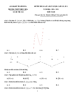Đề KSCL Toán 12 lần 1 năm 2020 – 2021 trường Thiệu Hóa – Thanh Hóa