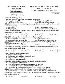 Đề thi học kỳ 1 Vật Lý 10 Quảng Nam 2017-2018 (có đáp án)