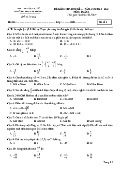 Đề học kì 2 Toán 6 năm 2022 – 2023 trường THCS An Thắng – Hải Phòng