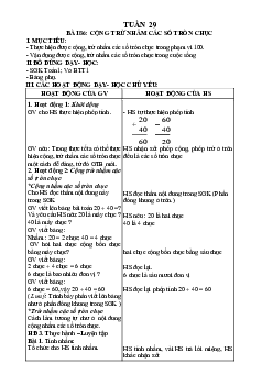 Giáo án môn Toán 1 - Tuần 29 | sách Vì sự bình đẳng và dân chủ trong giáo dục