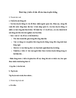 Soạn bài Trình bày ý kiến về vấn đề văn hóa truyền thống trong xã hội hiện đại - Kết nối tri thức Văn 7