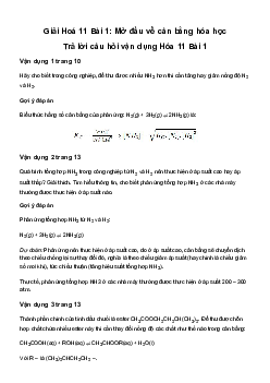 Bài 1: Mở đầu về cân bằng hoá học | Giải Hóa 11 Cánh diều