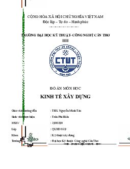 Đồ án môn Kinh tế xây dựng | Đại học Kỹ thuật - Công nghệ Cần Thơ