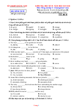 Đề thi HK2 Anh Văn 8 Sở GD&ĐT Quảng Nam 2019-2020 có đáp án