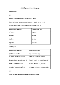 Tiếng Anh 10 Unit 6: Language - Tuyển tập Tiếng Anh 10 Unit 6: Language