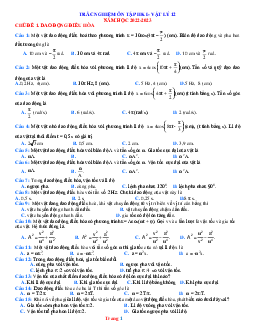 Trắc Nghiệm Ôn Tập Môn Lý 12 HK1 Năm 2022-2023