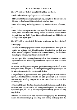 Đề cương môn Địa lý du lịch | Đại học Văn hóa Hà Nội