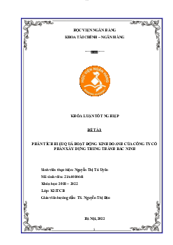 Phân Tích Hiệu Quả Hoạt Động Kinh Doanh Của CTCP Xây Dựng Trung Thành Bắc Ninh | Tài chính doanh nghiệp 1 | HVNH