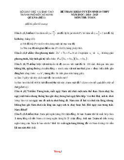TOP 3 Đề thi thử Tuyển Sinh vào 10 môn Toán Quận 6 Tp. HCM năm học 2024-2025 (có đáp án)