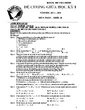 Đề cương giữa học kỳ 1 Toán 10 năm 2024 – 2025 trường THPT Xuân Đỉnh – Hà Nội