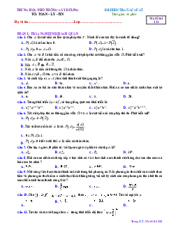 Đề kiểm tra 1 tiết Đại số và Giải tích 11 chương 2 trường Cây Dương – Kiên Giang