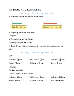 Giải SGK Toán lớp 3 trang 12, 13 Mi-li-mét | Cánh Diều