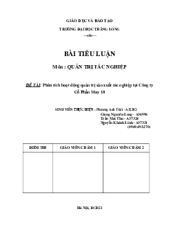 Phân tích hoạt động quản trị sản xuất tác nghiệp tại Công ty Cổ Phần May 10