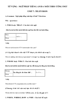 Từ vựng - Ngữ pháp Unit 7 lớp 6 Television