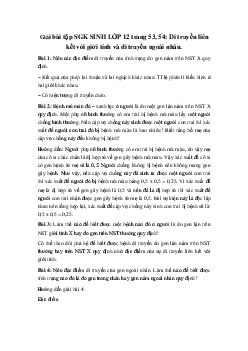 Giải bài tập SGK Sinh học lớp 12 bài 12: Di truyền liên kết với giới tính và di truyền ngoài nhân