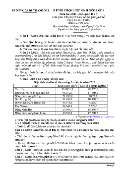 Đề thi học sinh giỏi lớp 9 môn địa Phòng GD Thanh Oai năm 2021 Vòng 1 (có lời giải)