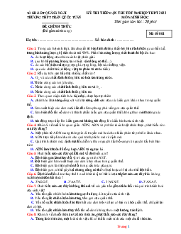 Đề Thi Thử TN 2022 Môn Sinh THPT Trần Quốc Tuấn (Có Đáp Án)