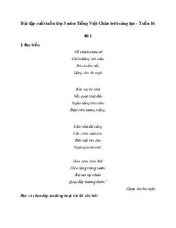 Bài tập cuối tuần lớp 3 môn Tiếng Việt Chân trời sáng tạo - Tuần 16