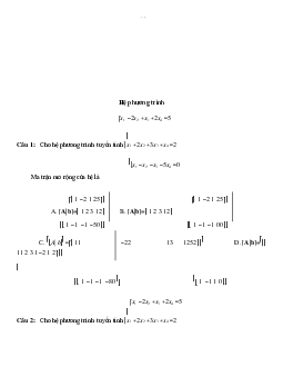 Đề ôn tập cuối kỳ môn Đại số tuyến tính | Đại học Thủy Lợi