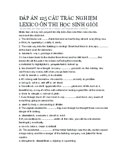 Top 125 CÂU TRẮC NGHIỆM LEXICO ÔN THI HỌC SINH GIỎI Fanpage Tài liệu Tiếng Anh nâng cao (có đáp án)