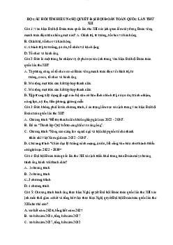 Bộ câu hỏi tìm hiểu Nghị quyết Đại hội Đoàn toàn quốc lần thứ XII