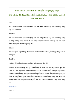 Giải KHTN 8 Bài 25: Truyền năng lượng nhiệt | Cánh diều