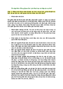 Ôn tập môn tổng quan du lịch đại học có đáp án | Trường Đại Học Thủ Đô Hà Nội